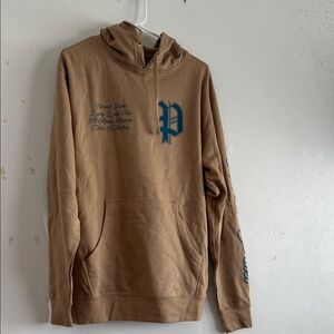 Brown Hoodie with Blue Lettering Adult Size M